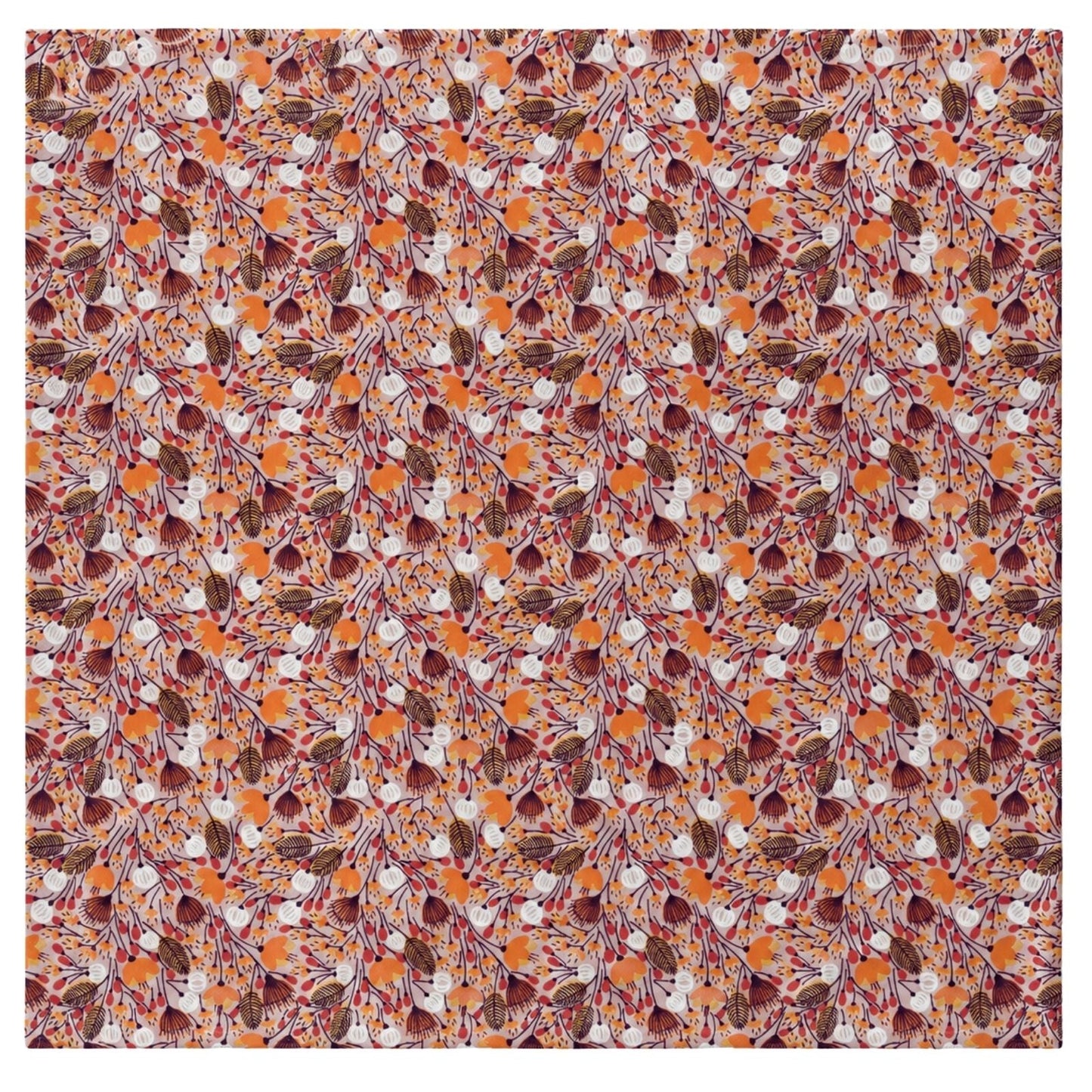 Charlo's Set of 4 Orange 100% Cotton Floral Cerrado Cloth Napkins 15" by 15"