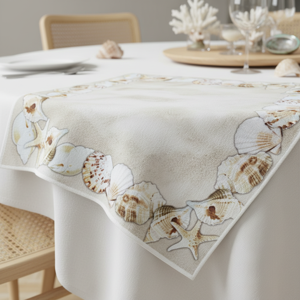 Charlo's Cloth Napkins Set of 4 Ring Seas 16" by 16" - Beige
