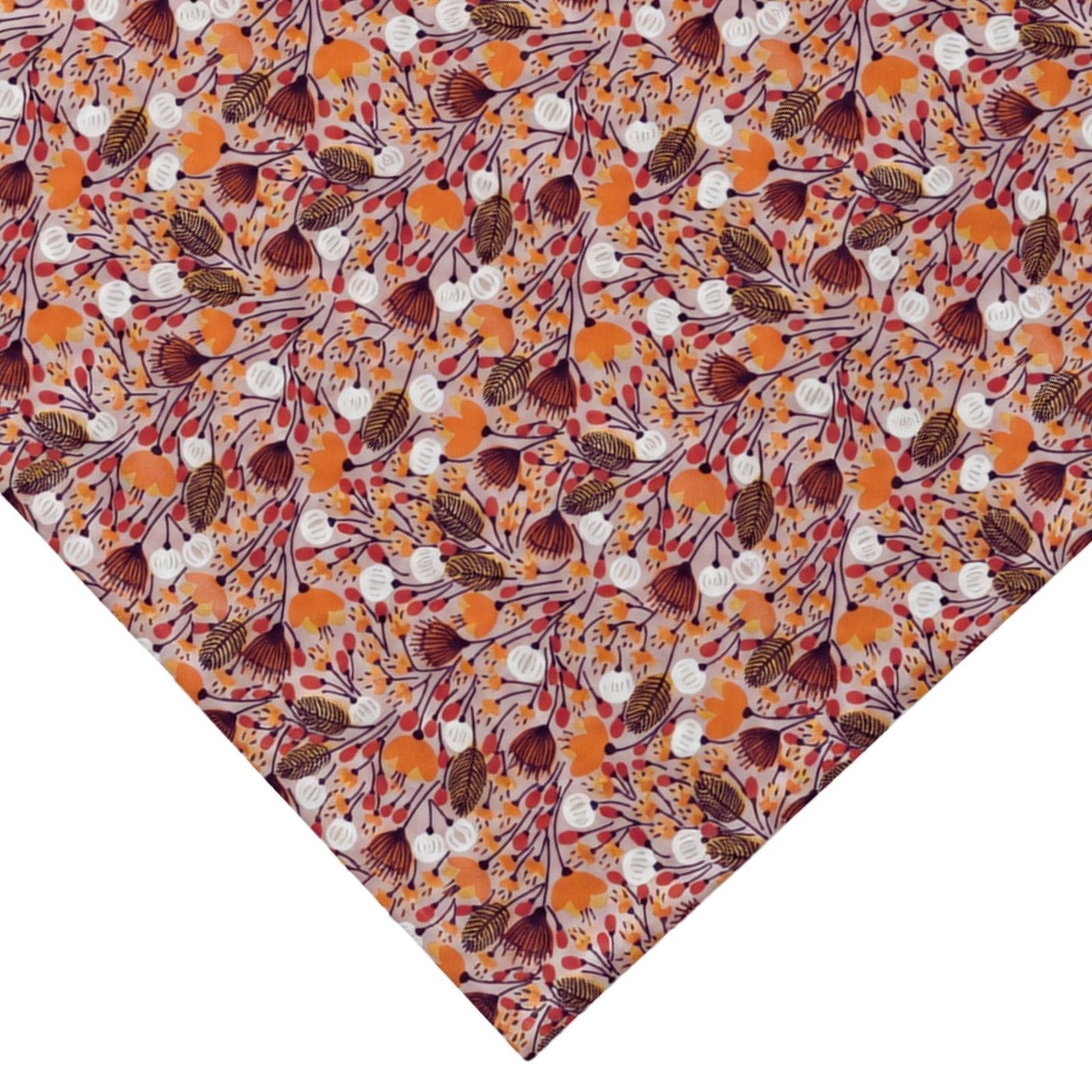 Charlo's Set of 4 Orange 100% Cotton Floral Cerrado Cloth Napkins 15" by 15"