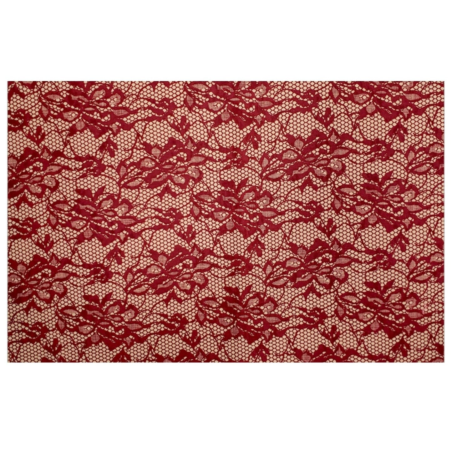 Charlo's Set of 4 Rectangular Placemats Burgundy and Beige 18" x 12"