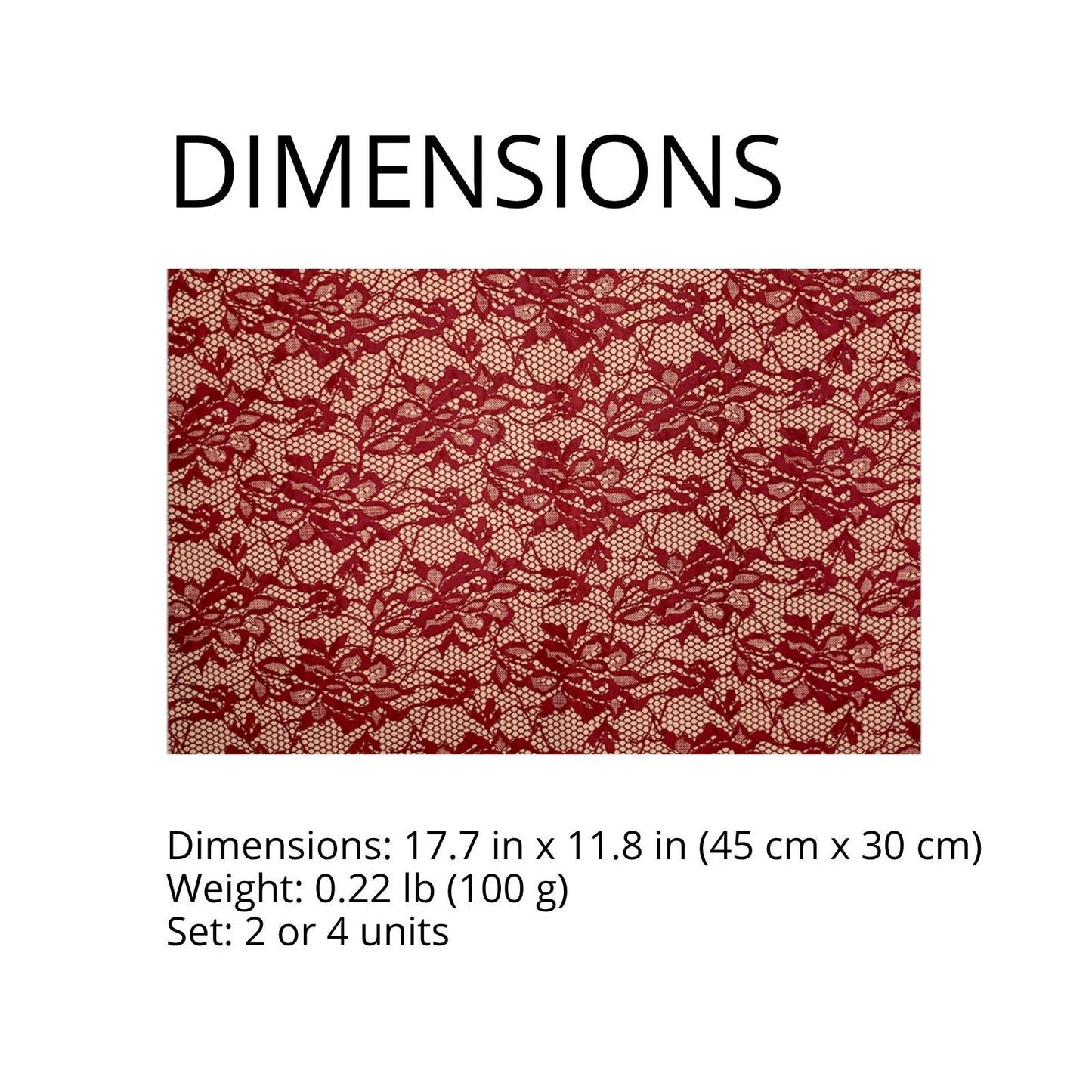 Charlo's Set of 4 Rectangular Placemats Burgundy and Beige 18" x 12"