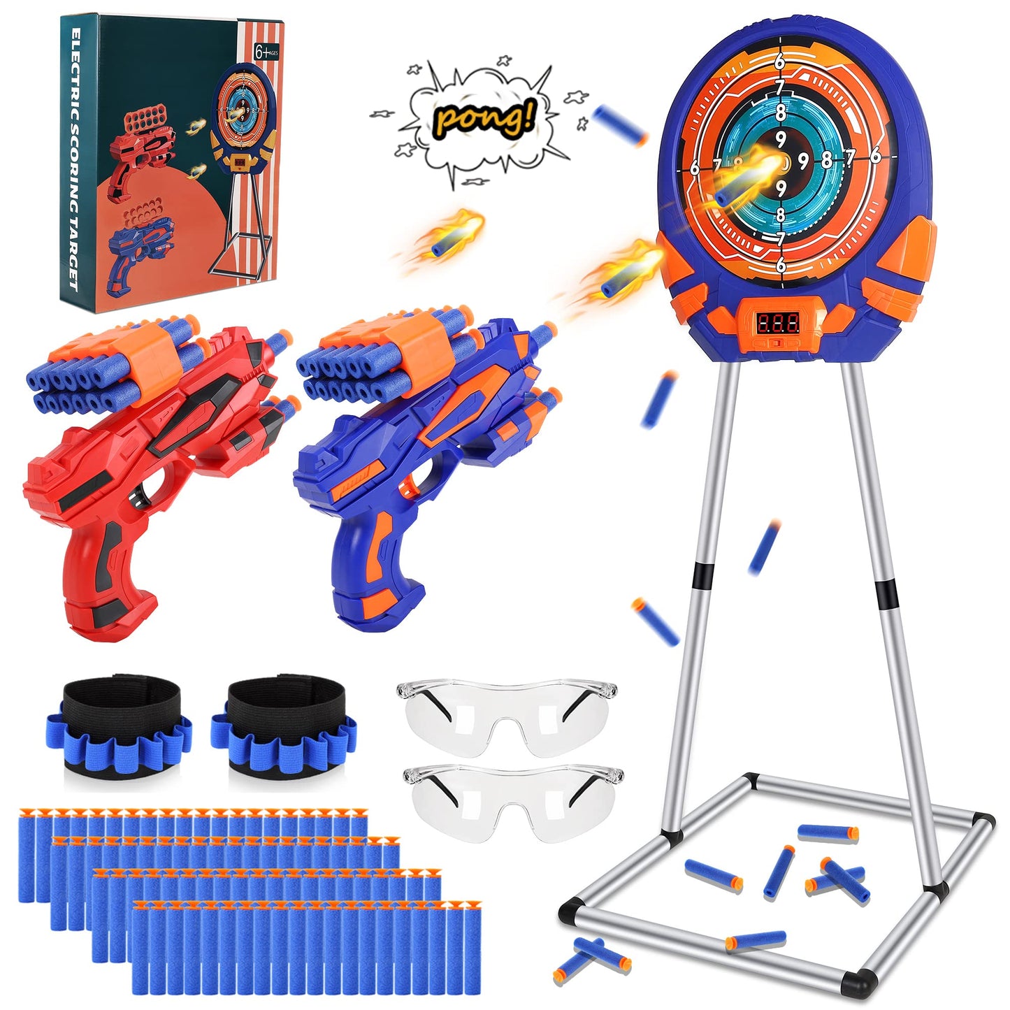 Shooting Target for Nerf w/Toy Guns and Foam Darts Upgrade Digital Shooting Game with Touch Screen Practice Target Electronic Scoring Targets for Nerf Gun for Kids Aged 5 -13 Boys Girls
