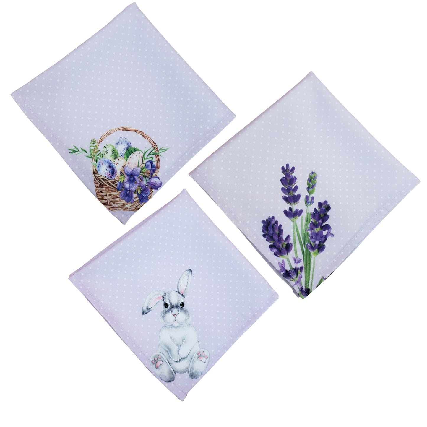 Charlo's Easter Cloth Napkins Lavender Bunny Lilac Reusable Napkins Soft Durable Dinner