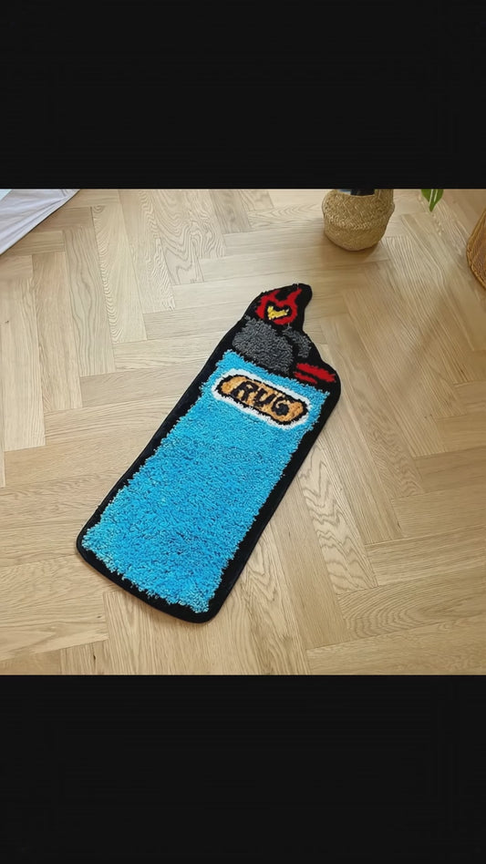 Blue Lighter Tufted Rug Art Rug for Bedroom Living Room Retro Rainbow Fluffy Anti-Slip Bath Bathroom Rug Nonslip Mat Home Decor (31.5X9.4 Inch)